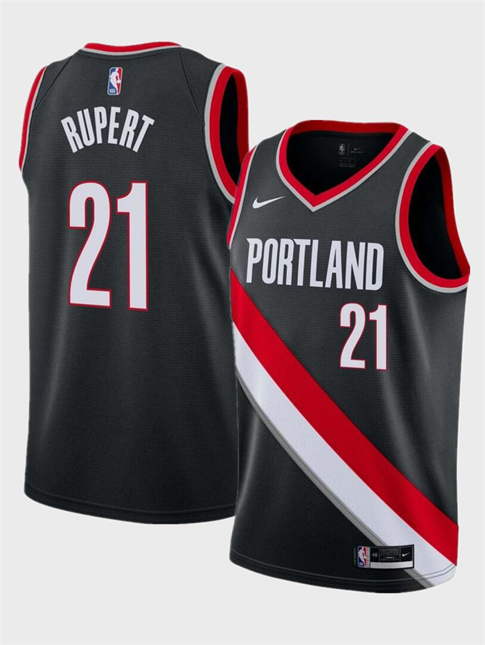 Men's Portland Trail Blazers #21 Rayan Rupert Black Icon Edition Stitched Basketball Jersey